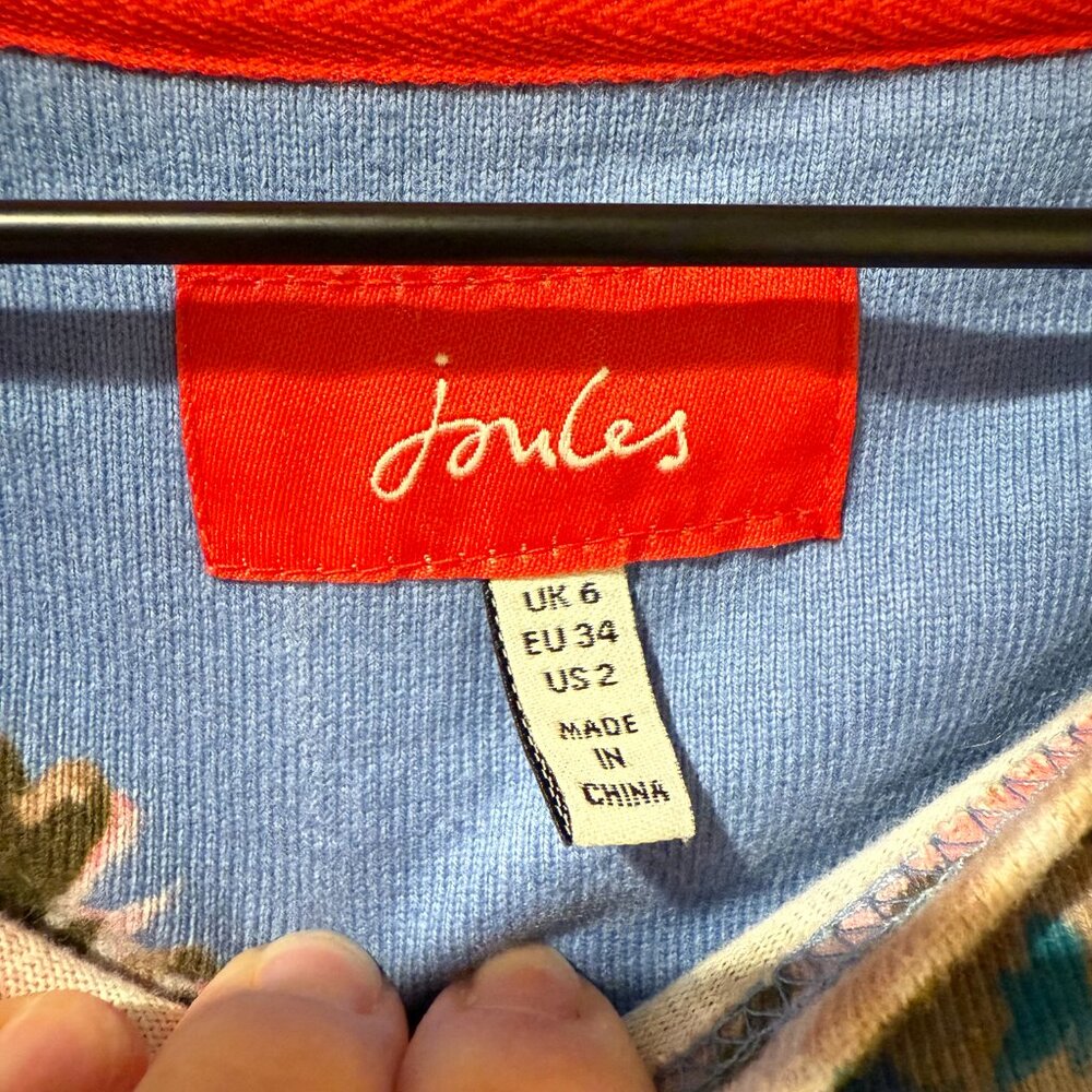 Joules Harbour Print Blue Floral Jersey Top British 100% Cotton US 2 / UK 6 - Picture 4 of 12